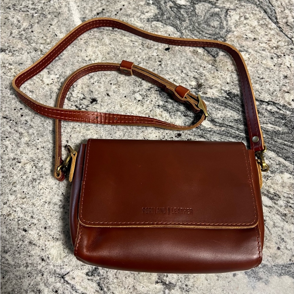 Portland leather goods Mini Metro crossbody Brown Leather Crossbody Bag